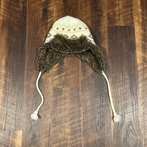 Cream Color Winter Babushka Hat